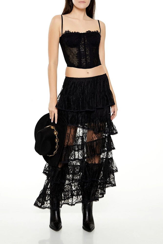 Sheer Flounce Maxi Skirt