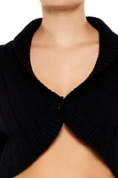 Cropped Rib-Knit Cardigan Sweater