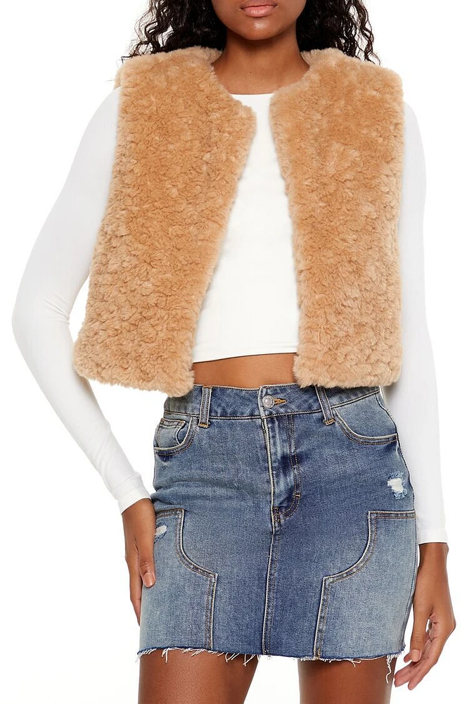 Faux Shearling Cropped Vest