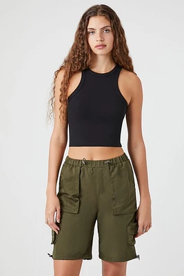 Drawstring Cargo Bermuda Shorts