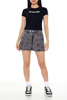 Acid Wash Denim Mini Skirt