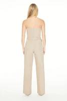 Strapless Belted Denim Jumpsuit