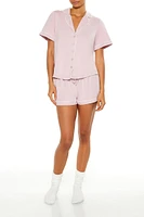 Pipe-Trim Shirt & Shorts Pajama Set