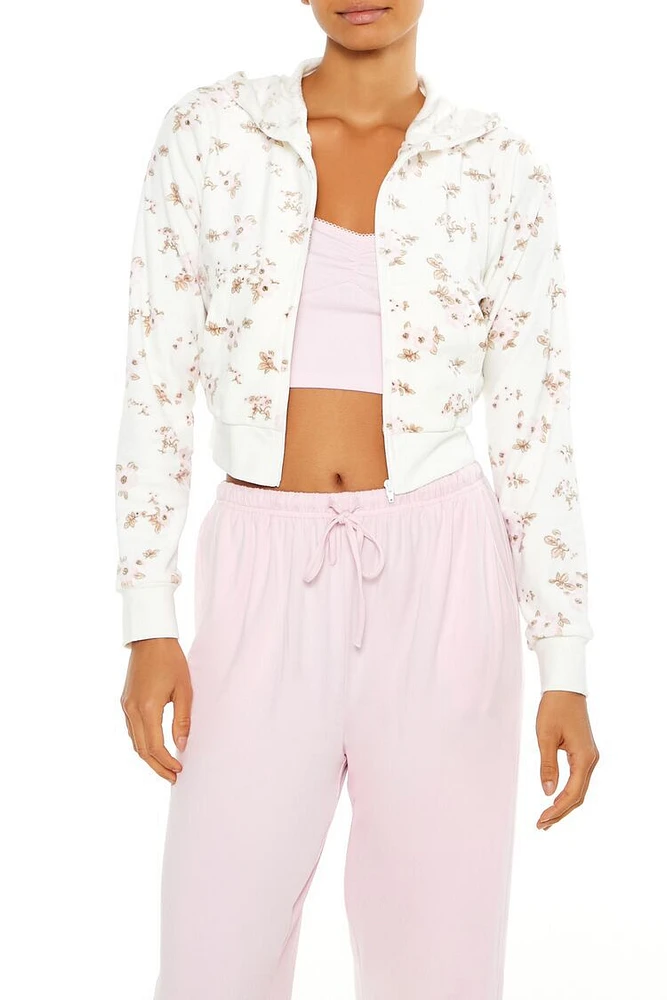 Ditsy Floral Pajama Zip-Up Hoodie