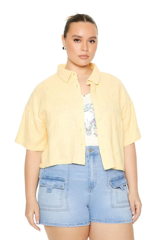 Plus Cropped Gauze Shirt