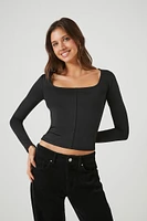 Fitted Long-Sleeve Crop Top