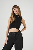 Sweater-Knit Mock Neck Crop Top
