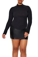 Plus Mock Neck Raglan Top