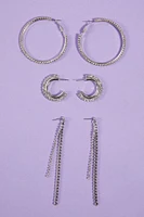 Rhinestone Hoop & Drop Earring Set