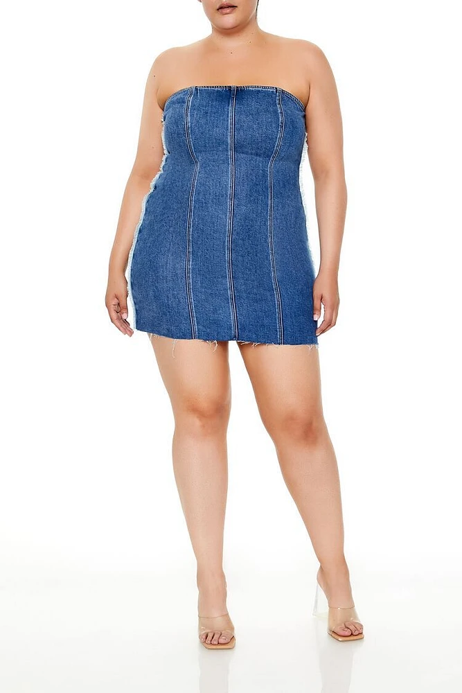 Plus Denim Mini Tube Dress