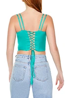 Satin Lace-Up Cropped Cami