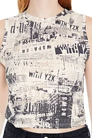 Newspaper Print Tank Top