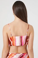 Striped Tie-Front Cropped Cami