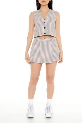 Striped Cropped Vest & Skort Set