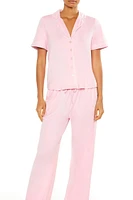 Piped-Trim Wide-Leg Pajama Pants