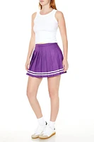 Varsity-Striped Pleated Mini Skirt