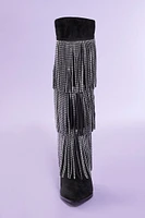 Over-the-Knee Rhinestone Fringe Boots