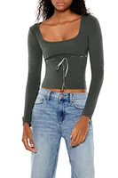Sweater-Knit Bow Crop Top