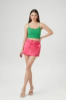 Textured Lace-Back Cropped Cami