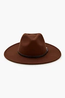 Buckled Faux Leather-Trim Fedora