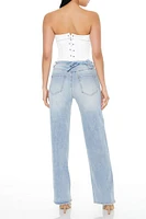 Rosette Belted Wide-Leg Jeans