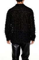 Fuzzy Textured Button-Front Shirt