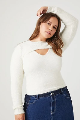 Plus Fuzzy Knit Shrug & Cami Set