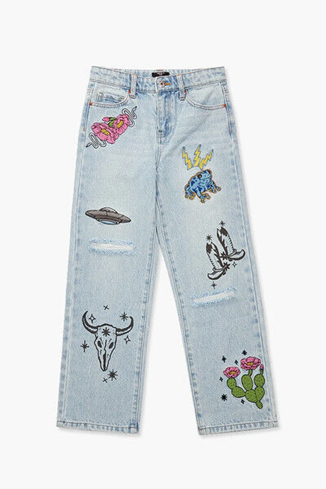 Girls Patch High-Rise Jeans (Kids)