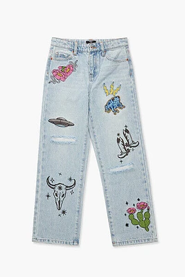 Girls Patch High-Rise Jeans (Kids)