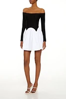 Off-the-Shoulder Combo Mini Dress