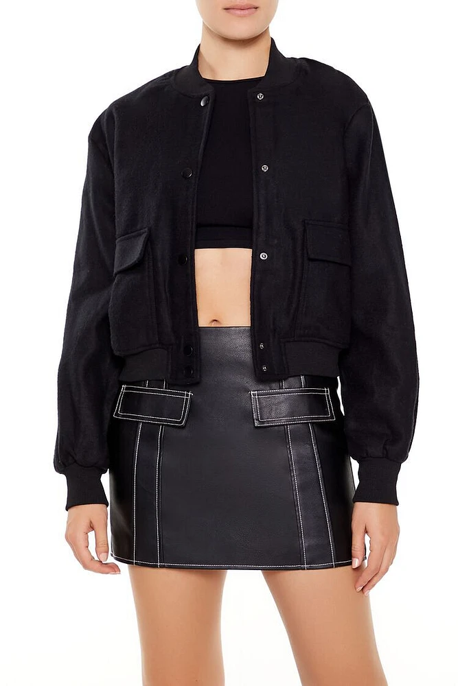 Button-Front Bomber Jacket