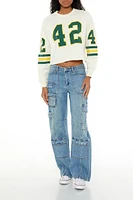 42 Varsity-Striped Crop Top