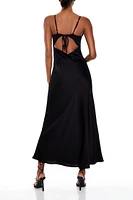 Satin Cutout Maxi Slip Dress