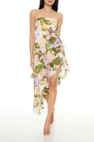 Asymmetrical Floral Midi Dress