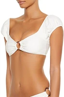 Short-Sleeve O-Ring Bralette Bikini Top