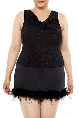 Plus Glitter Knit Cowl Tank Top