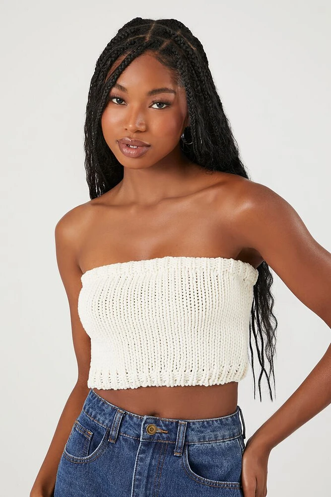 Sweater-Knit Cropped Tube Top