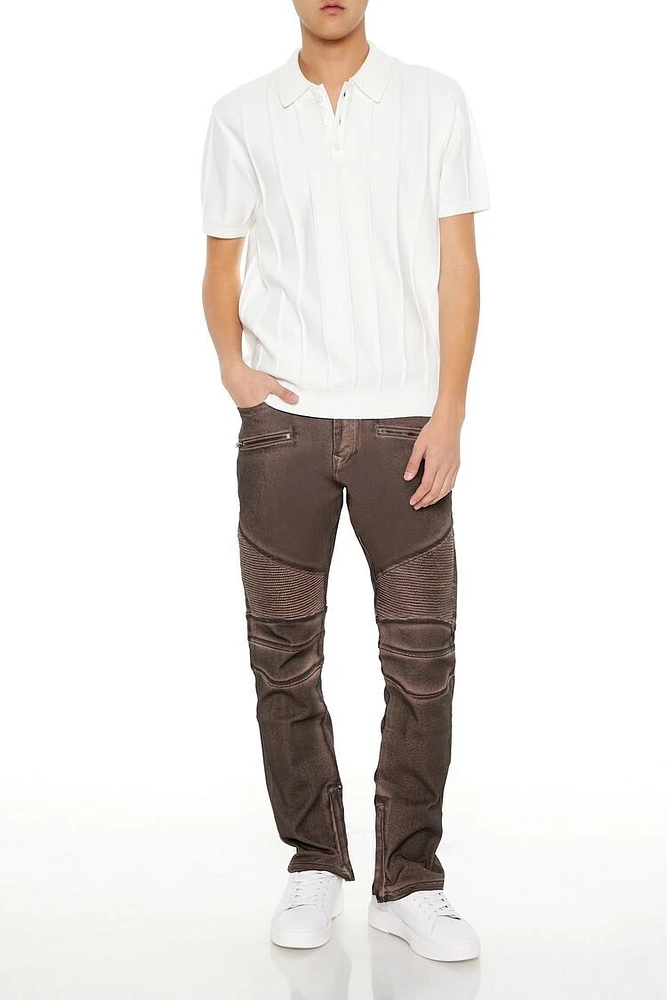 Oil Wash Moto Skinny Jeans