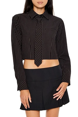 Pinstriped Cropped Poplin Shirt