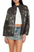 Oil Wash Faux Leather Moto Jacket