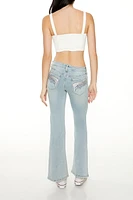 Flare Wing Embroidered Low-Rise Jeans