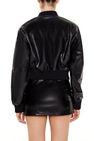 Faux Leather Bomber Jacket