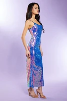 Iridescent Sequin Mermaid Midi Dress