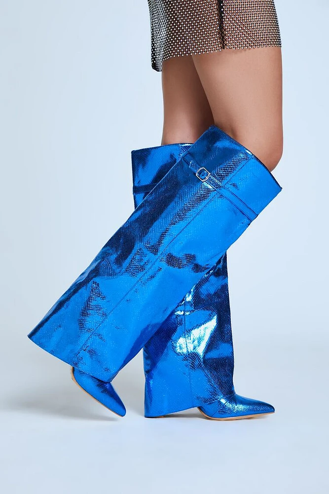 Metallic Fish Scale Overlay Boots