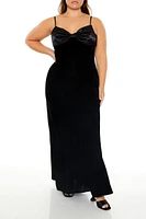 Plus Velvet Bow Maxi Dress