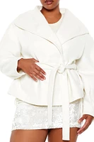 Plus Curved-Hem Wrap Coat