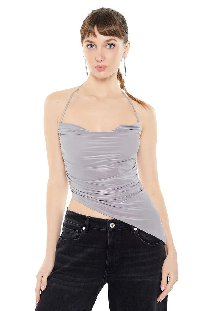 Asymmetrical Ruched Halter Top