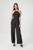 Ruched Halter Wide-Leg Jumpsuit