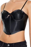 Faux Leather Cutout Bustier Top