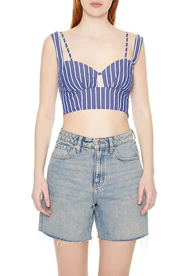 Pinstriped Sweetheart Crop Top